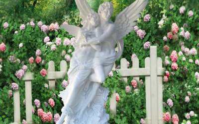 花園廣場(chǎng)西方人物玻璃鋼情侶愛神雕塑