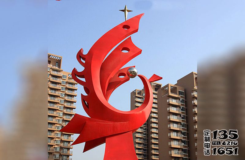 城市創(chuàng)意抽象玻璃鋼紅色鳳凰雕塑 城市創(chuàng)意抽象玻璃鋼紅色鳳凰雕塑