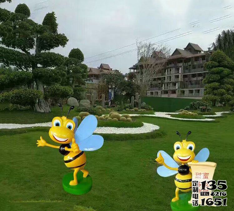 庭院小區(qū)標(biāo)識語卡通玻璃鋼蜜蜂雕塑 庭院小區(qū)標(biāo)識語卡通玻璃鋼蜜蜂雕塑