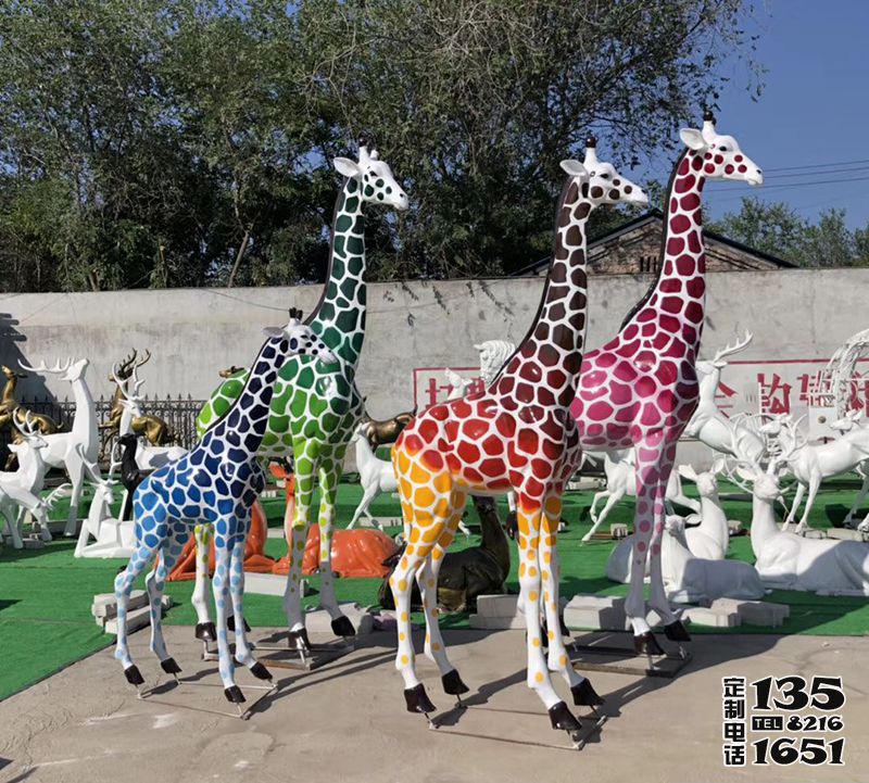玻璃鋼彩繪動物園大型仿真動物園林景觀長頸鹿雕塑 玻璃鋼彩繪動物園大型仿真動物園林景觀長頸鹿雕塑