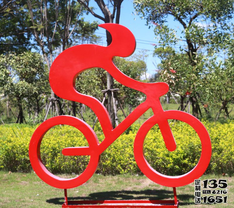 剪影自行車(chē)人物公園抽象玻璃鋼園林景觀雕塑