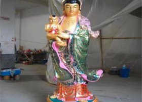 景點(diǎn)寺廟玻璃鋼彩繪送子觀(guān)音雕塑